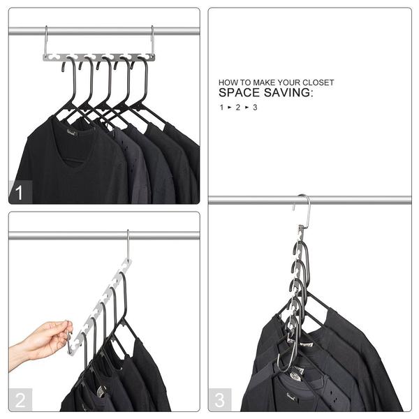 Magic Clothes Stainless Steel Hangers, 6 Packs (Watch Video In The Description)