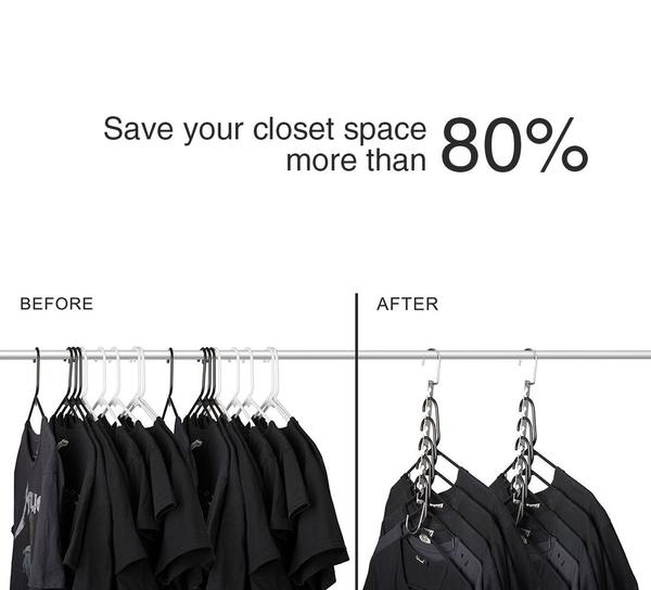 Magic Clothes Stainless Steel Hangers, 6 Packs (Watch Video In The Description)
